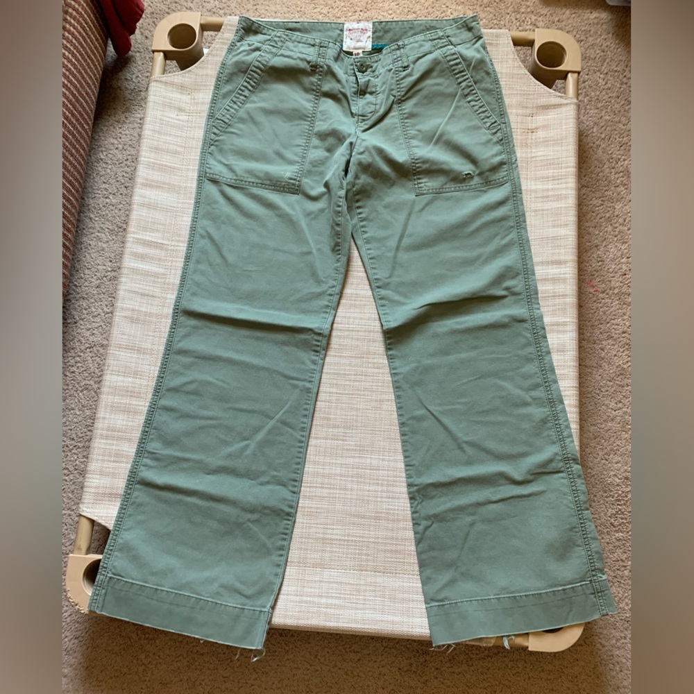 Y2K American Eagle green twill flare pants women’s size 12